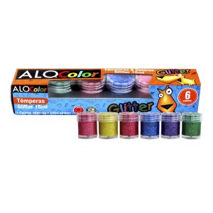 Tempera 6 colores glitter 15ml