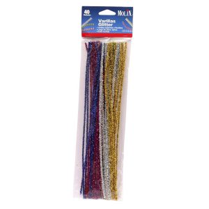 Chenille varillas glitter 40 unidades colores surtidos