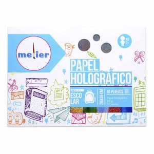 Bolsón papel holográfico 25x35 10 pliegos 5 colores