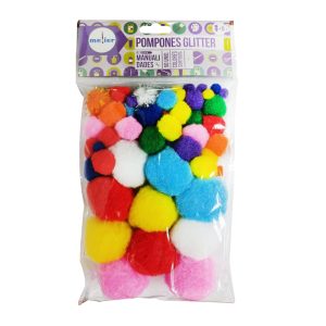 Pompones glitter 50un colores surtidos