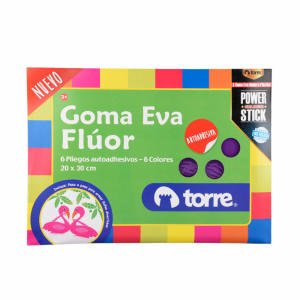 Bolsón goma eva flúor con sticker